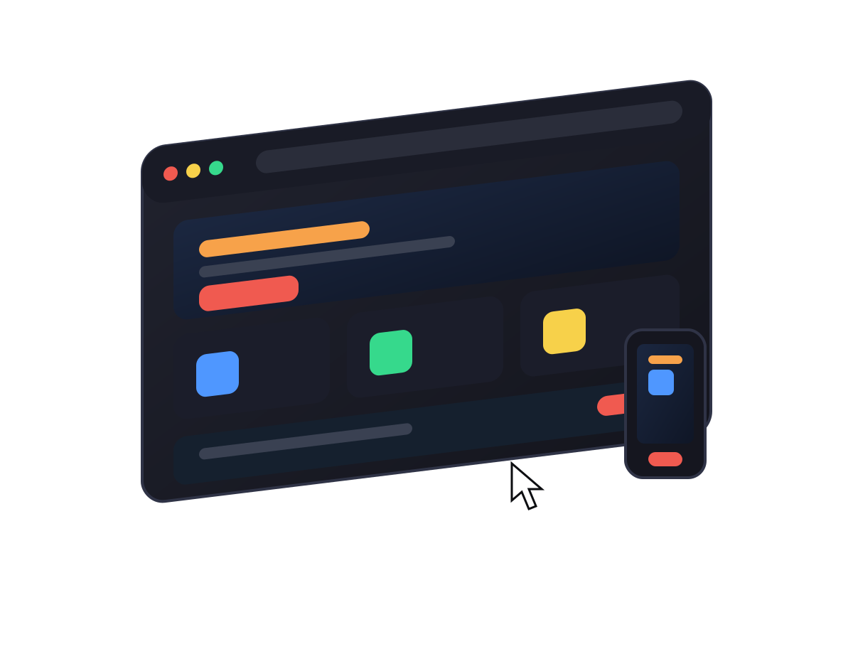 Illustration of a small business website on desktop and mobile